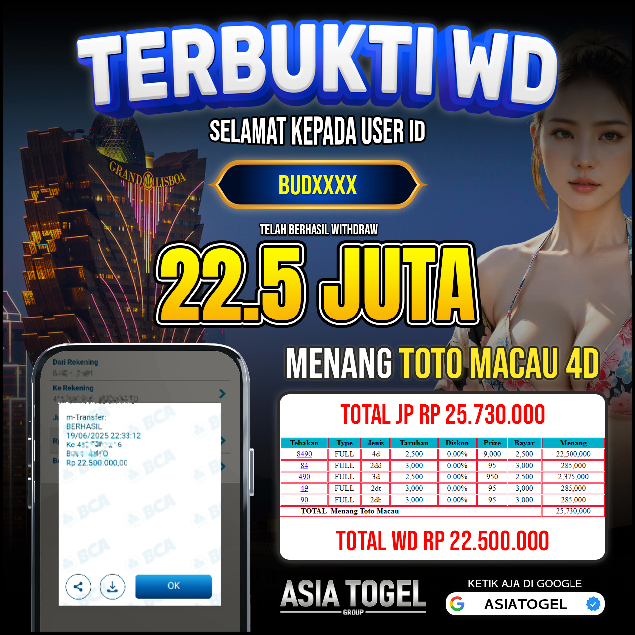 Selamat Atas Kemenangannya Di ASIATOGEL
