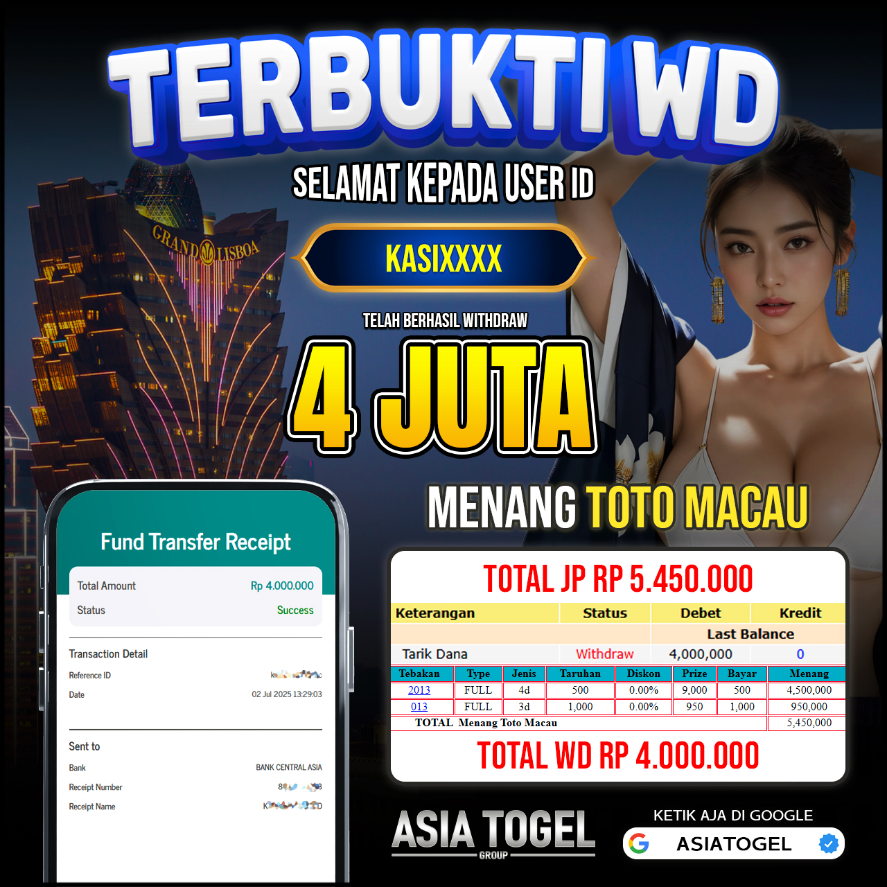 Selamat Atas Kemenangannya Di ASIATOGEL