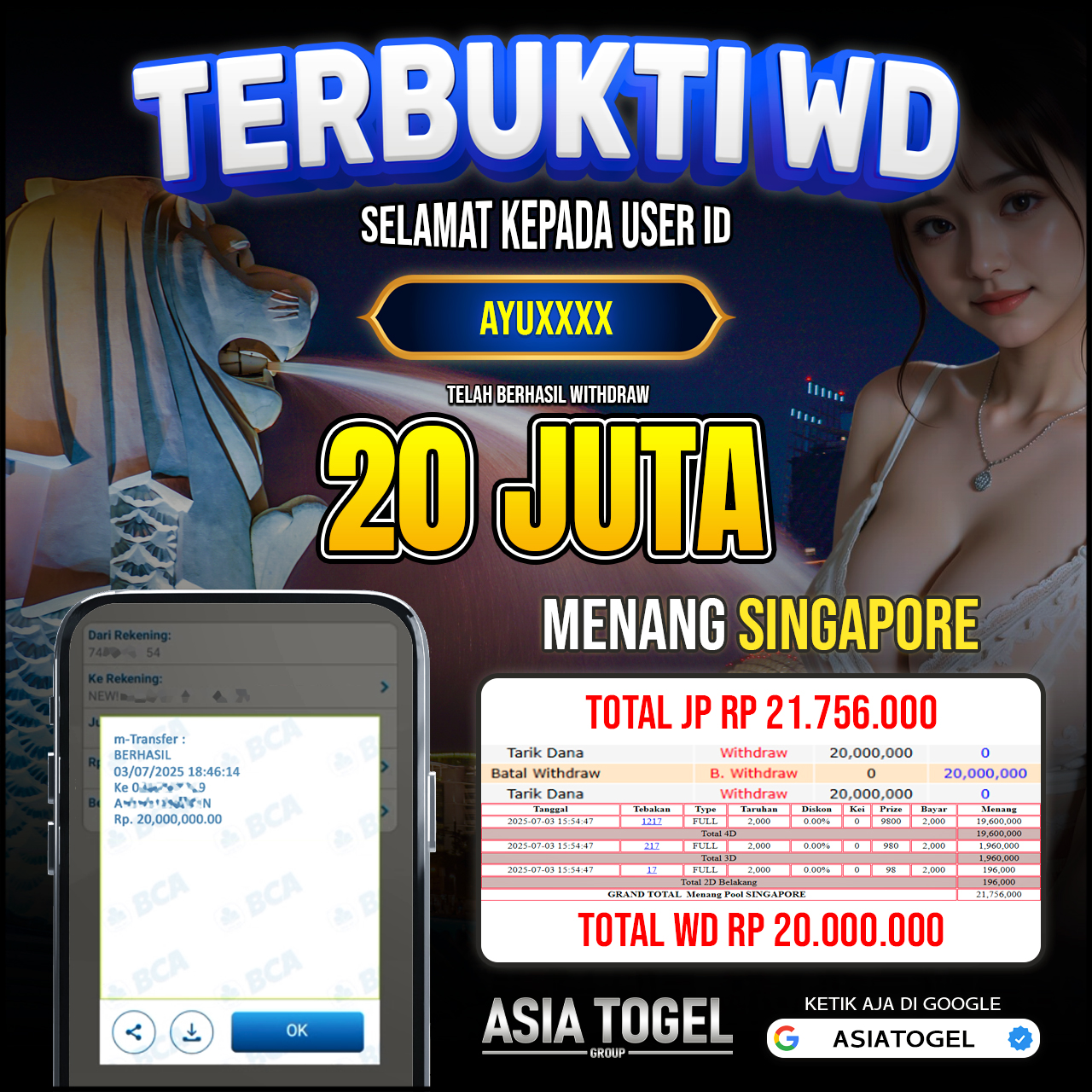 Selamat Atas Kemenangannya Di ASIATOGEL