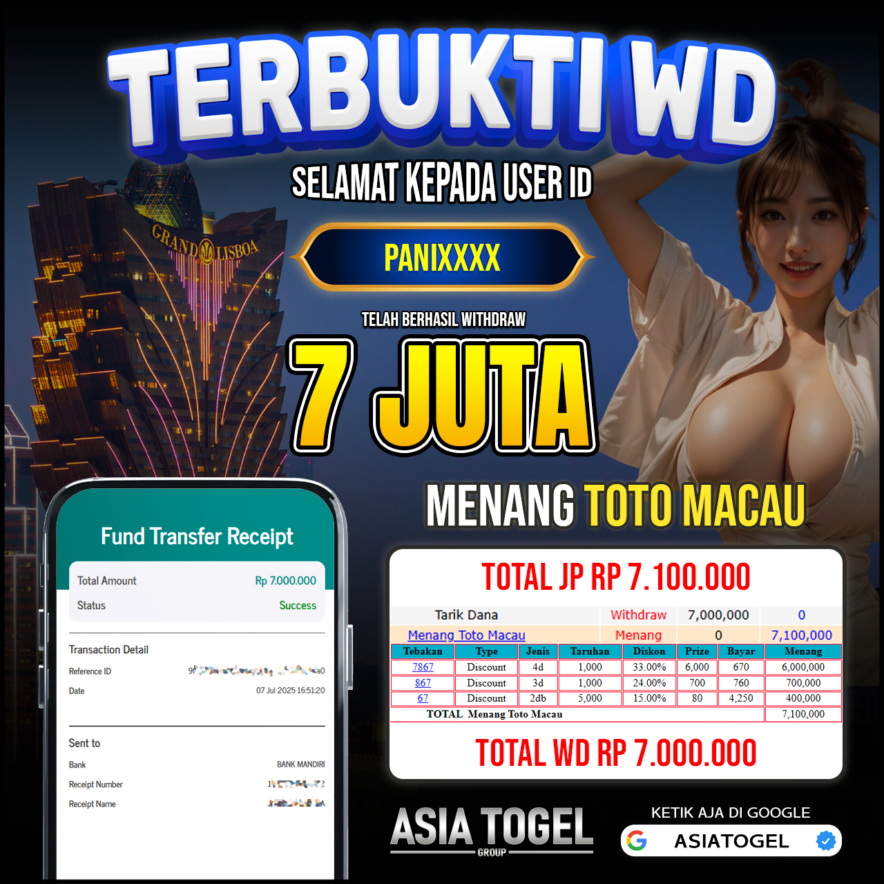 Selamat Atas Kemenangannya Di ASIATOGEL