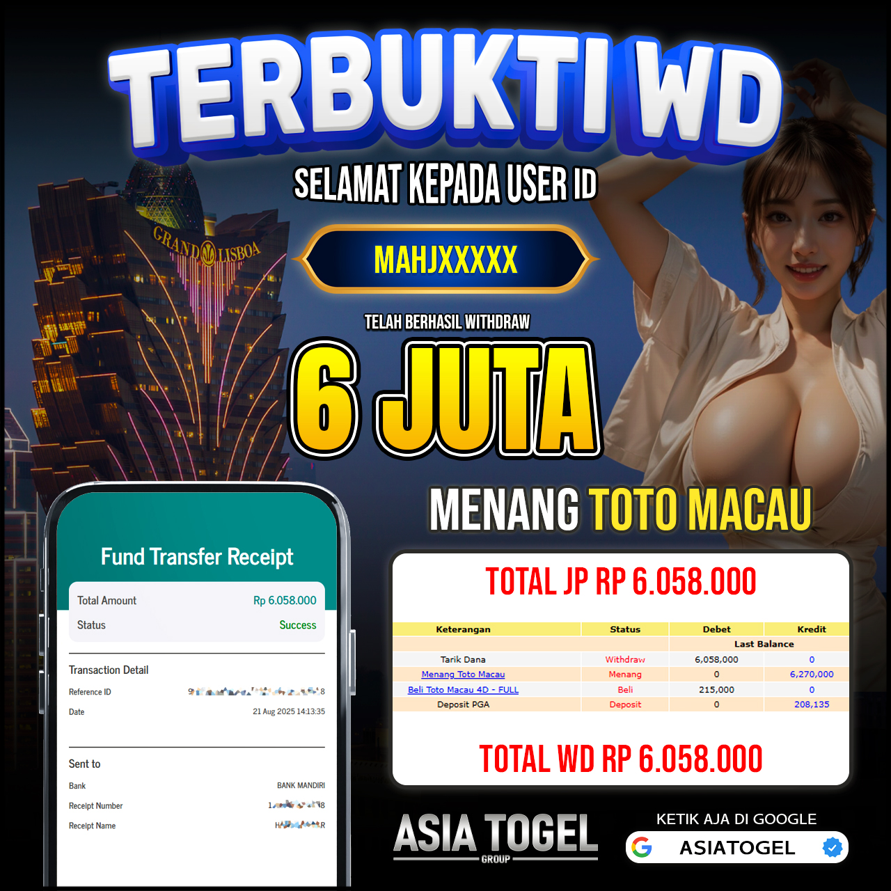 Selamat Atas Kemenangannya Di ASIATOGEL
