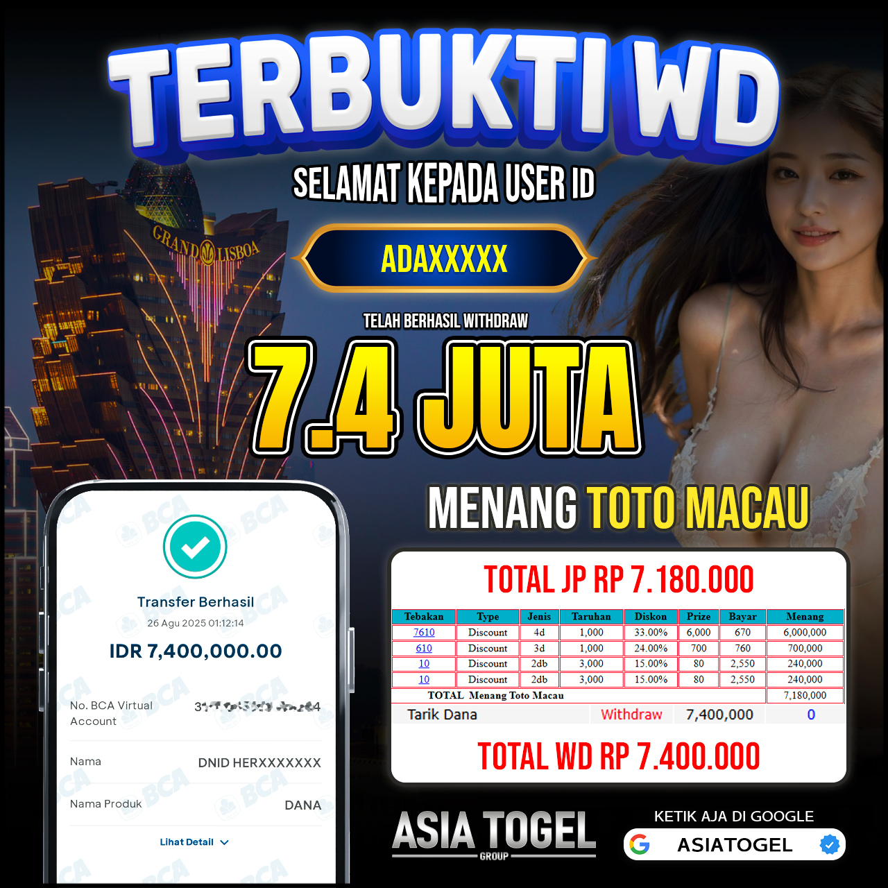 Selamat Atas Kemenangannya Di ASIATOGEL