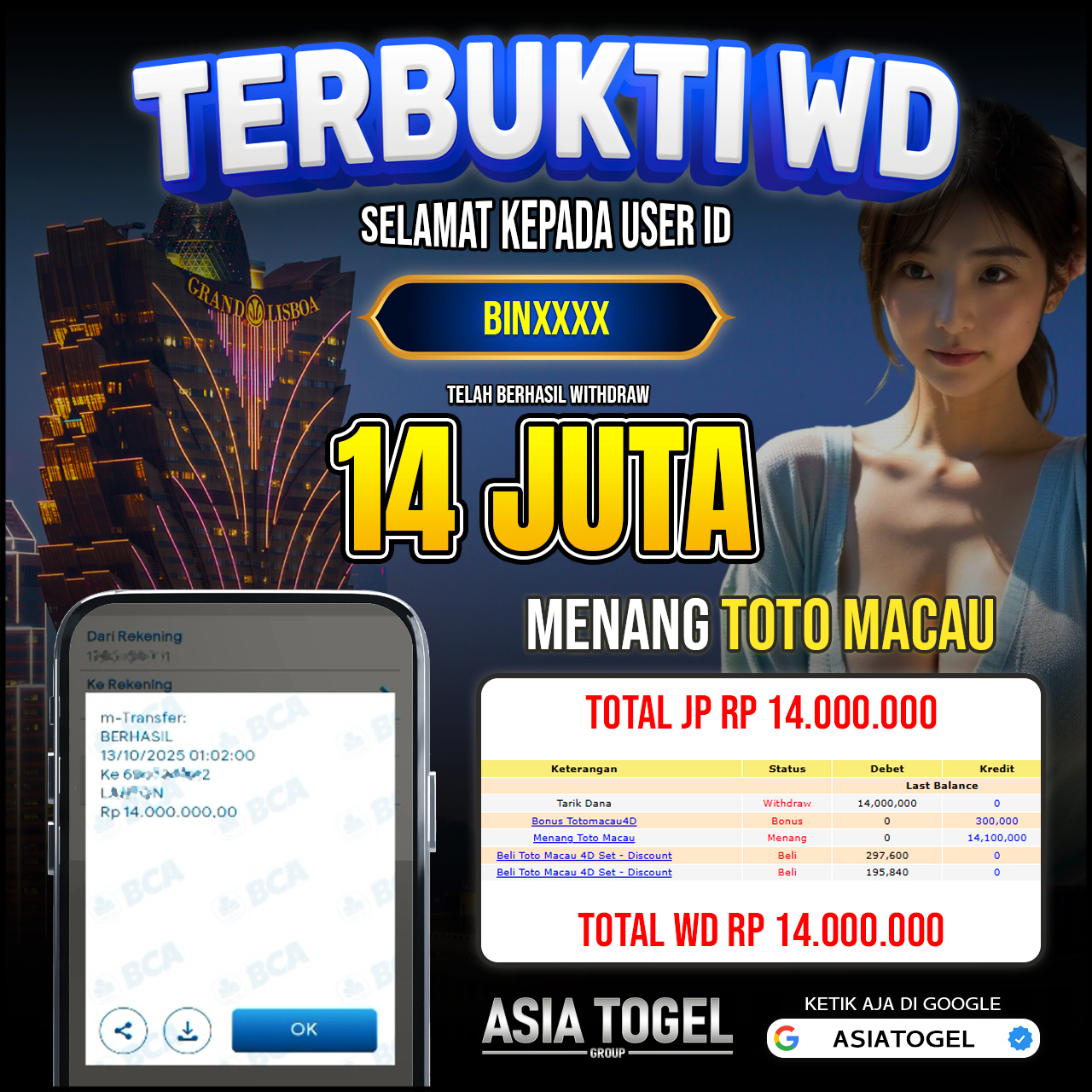 Selamat Atas Kemenangannya Di ASIATOGEL