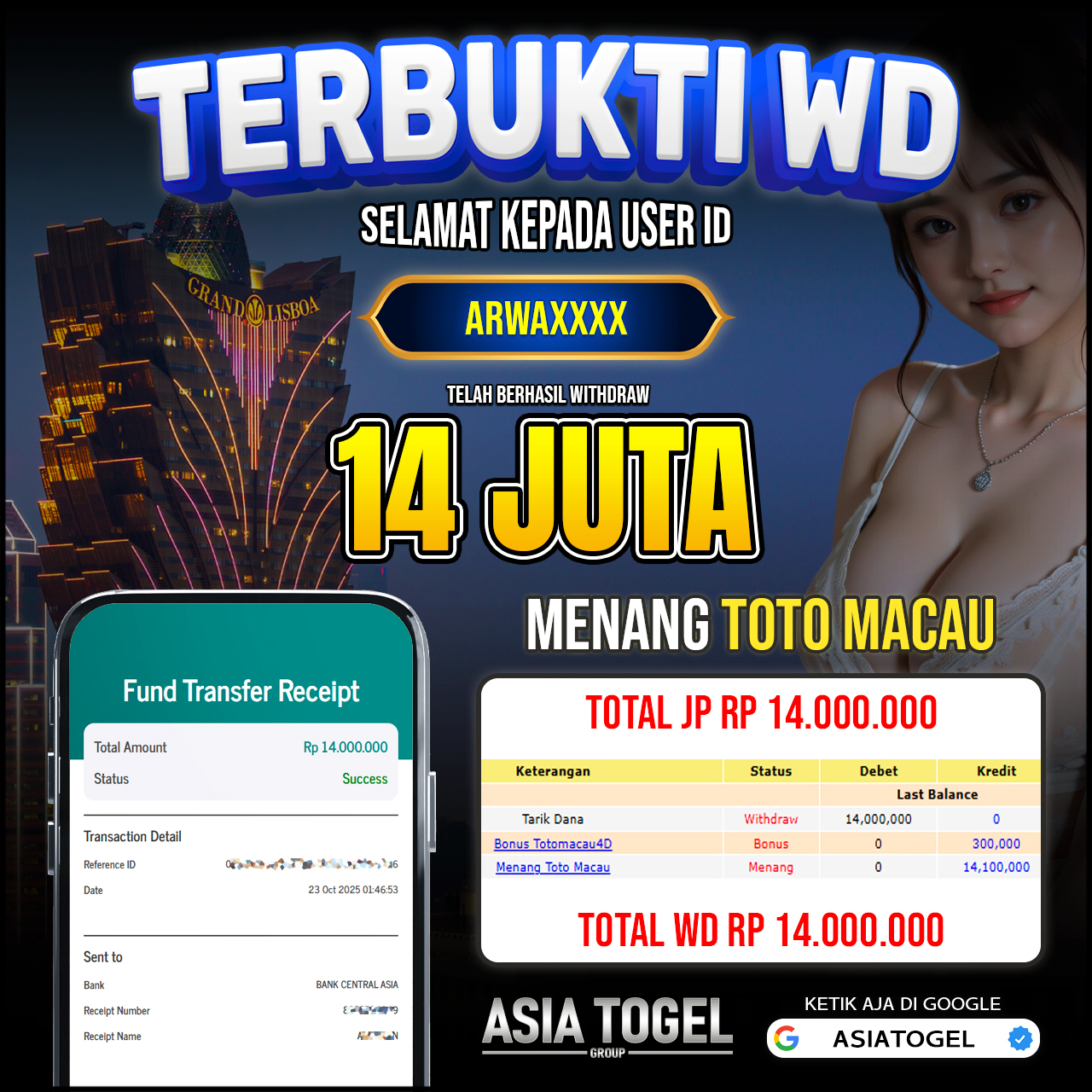 Selamat Atas Kemenangannya Di ASIATOGEL